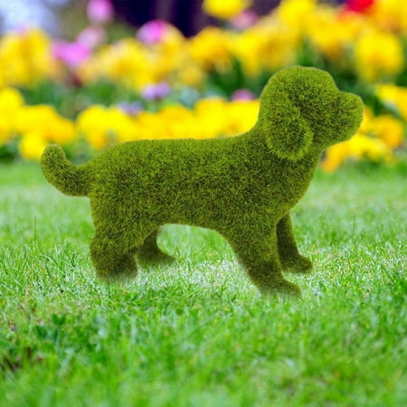 

Bed Frame with Poles Decorative Peeing Dog Topiary Green Flocking Puppy Ornament