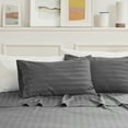 thumbnail image 5 of Sleep Zone Striped Cooling Sheets Set King Size - Fitted Flat Sheet & Pillowcase Sets 4 Piece - Super Soft Stripe Bed Sheet, Easy Care, Deep Pocket (Gull Grey, King), 5 of 7