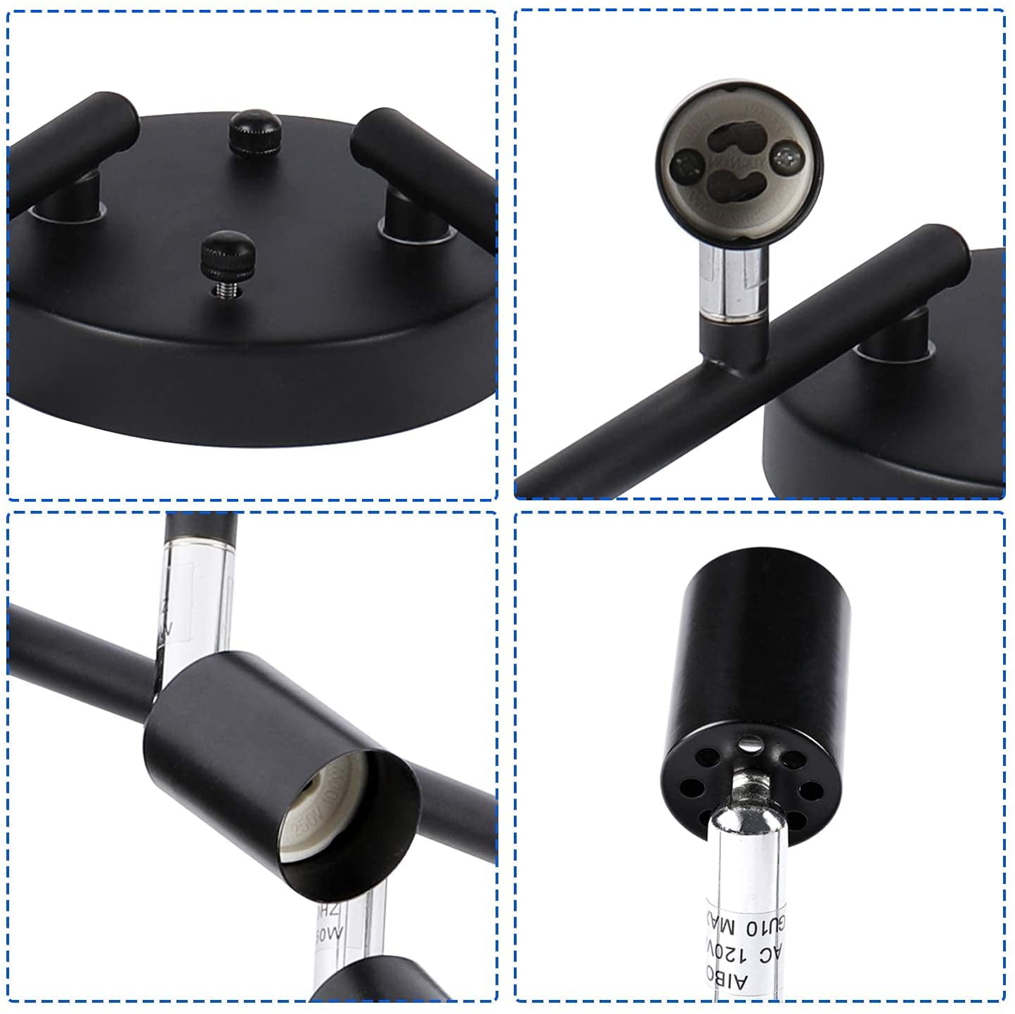 Aototen 8-Head Track Lighting Kit: Flexible, Rotatable GU10 Spotlights with Multi-Directional Arms (Black)