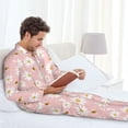 thumbnail image 6 of Fotbe Daisy And Bee Pattern Long Sleeve Pajama Set for Men,Sleepwear Set,2-piece Loungewear Set,Soft PJs Comfy Nightwear with Pockets-Large, 6 of 7