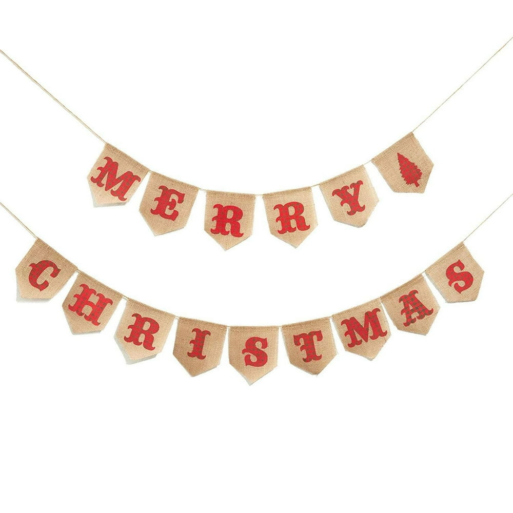 Merry Christmas Burlap Banner 