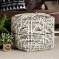 thumbnail image 4 of Bowery Hill Moroccan Inspired Ivory and Black Wool Blend Pouf Ottoman, 4 of 6