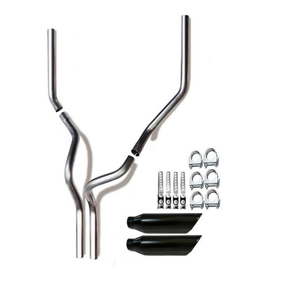 Stainless Steel Dual Exhaust Pipe Kit With Tips Fits Chevy 1996 K1500 K2500