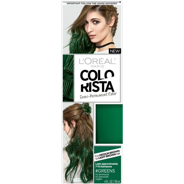 L'Oreal Paris Colorista Semi-Permanent Hair Color For Brunettes, Green, 1  kit 