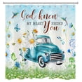 thumbnail image 3 of HVEST Blue Farm Truck Shower Curtain,Vintage Blue Truck and Rustic Wildflower with Butterfly Bathroom Shower Curtain Farmhouse Spring Polyester Fabric Decor Curtain with Hooks, 72X78 inch, 3 of 6