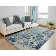 Persian Rug Co. Beverly Rectangle Beverly Abstract Modern Area Rug, Blue and White 8' x 10'