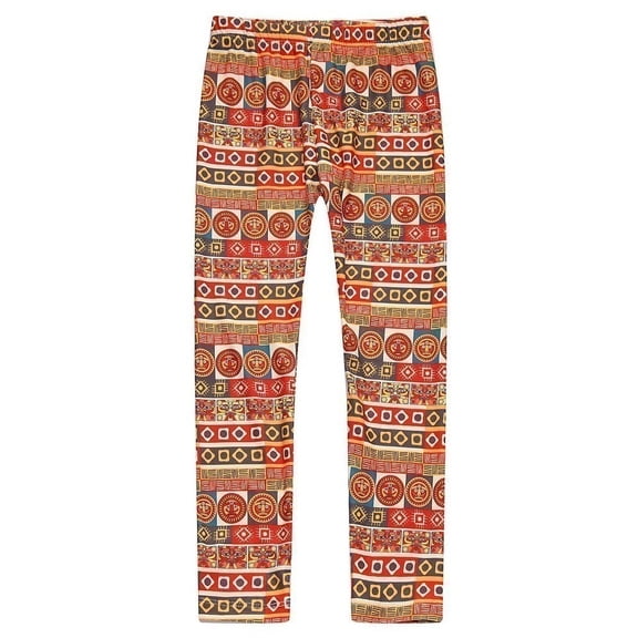 Richie House Little Girls Orange Geometric Patterned Stretch Pants 2/3