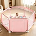 thumbnail image 6 of Baby Playpen, Travel Baby Playards, Baby Play Yard, 6Panels Portable Infant Play Game Area,Pink, 6 of 7