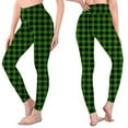 thumbnail image 4 of QATAINLAV Birthday Gifts Maternity Leggings Fashion Plaid Print Tight Workout Leggings Womens Casual High Waisted Butt Lifting Yoga Pants Milk Silk Soft Legging Trousers Green L, 4 of 6