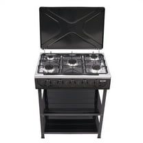 Miumaeov 5-Burner Gas Stove Outdoor Camping Cooking BBQ Grill With 2-Tier Storage Rack