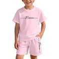 thumbnail image 6 of Big Girls Summer Clothes Set 2 Piece Alphabet Print Loose Fit Short Sleeve Tops and Shorts Kids Clothes Size 9-10T, 6 of 7