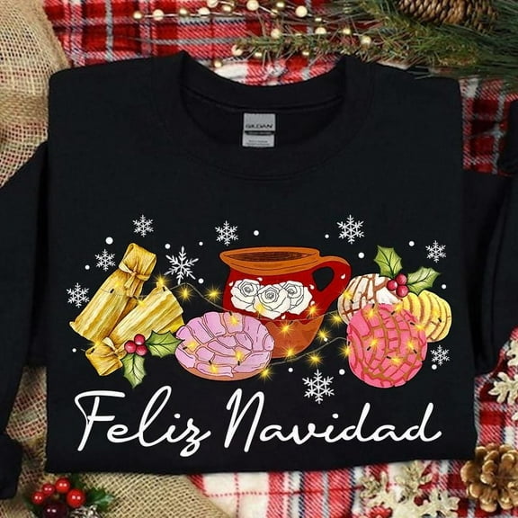 Mexican Christmas Sweatshirt, Feliz Navidad Shirt, Latina Christmas Sweatshirt, Pan Dulce Christmas Shirt, Cafecito y Pan Dulce Shirt, Latino Christmas Sweatshirt