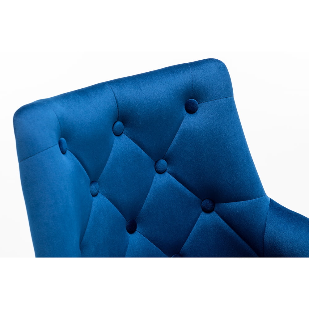 Kepooman Velvet Office Chair, Adjustable Rotatable Home Dressing Chair with Backrest and Wheels, Blue Kepooman Velvet Office Chair, Adjustable Rotatable Home Dressing Chair with Backrest and Wheels, Blue