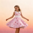 thumbnail image 2 of oqasdz Girls Dresses Lapel Collar Sleeveless Elastic Waist Pleated Dress for Kids Fashion Daily Wear Holiday Party Dress, 2 of 4