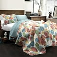 thumbnail image 2 of Lush Decor Layla Floral Cotton Lightweight Reversible Quilt, King, Orange/Blue, 3-pc set includes: 1 Quilt, 2 Pillow Shams, 2 of 7