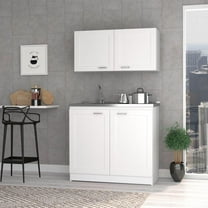 We Have Furniture Cabinet Set Zeus, Two Parts Set, White Finish