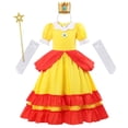 thumbnail image 1 of Vestido de princesa de melocotón para niñas, traje de Cosplay de Margarita Rosalina, Con cómic, para fiesta de Halloween Fivean unisex, 1 of 2