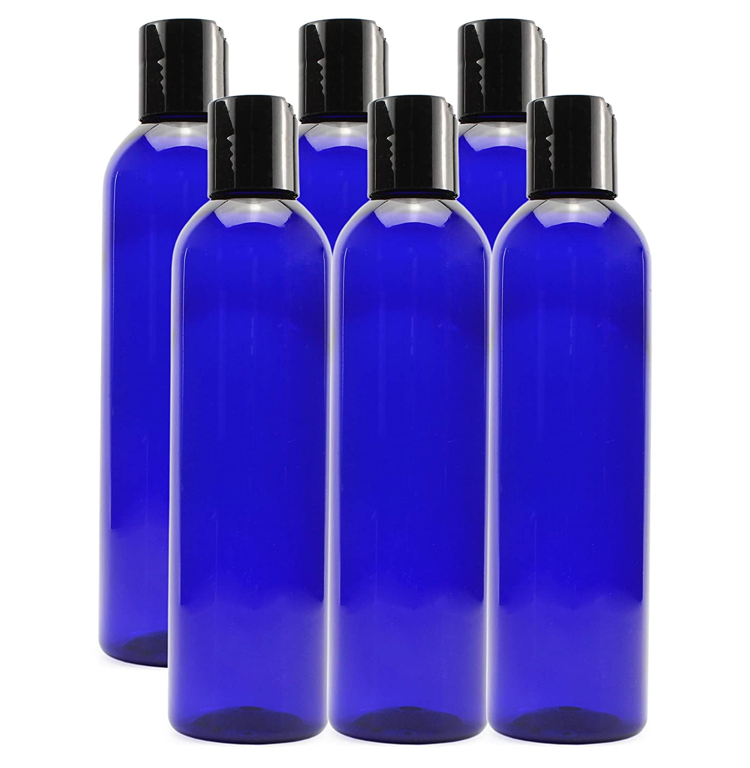 8oz Empty Plastic Squeeze Bottles with Disc Top Flip Cap (6 pack); 8 Ounces