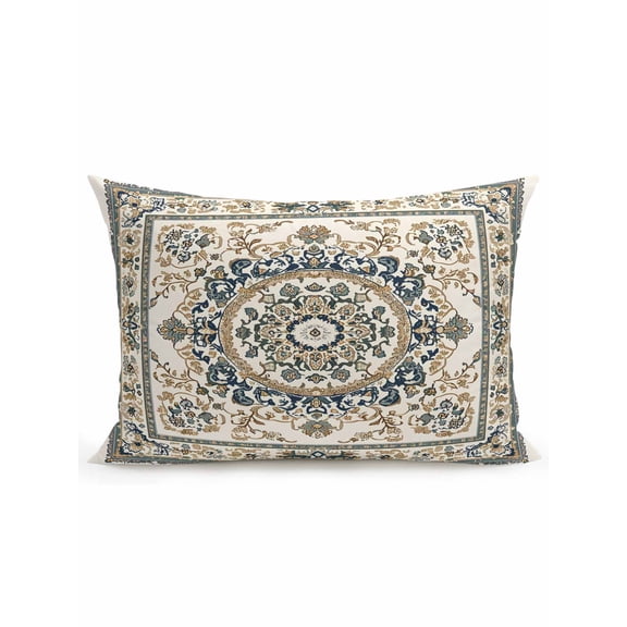 Outdoor Pillows Waterproof, Sage Green Beige Boho Bedding Throw Pillows with Insert for Couch Sofa Bed, Southwestern Geometric Ethnic 12x20 Inch Pillowcases Decorative Camping Patio Pillow Set of 1