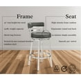 thumbnail image 3 of Madrid 30" Bar Height Swivel Gray Faux Leather and Brushed Stainless Steel Bar Stool, 3 of 11