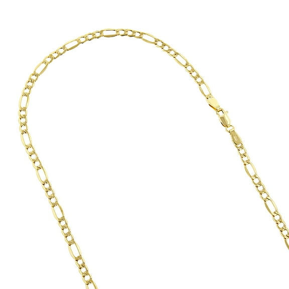 14k 24 Yellow Gold 4.5mm Diamond Cut Alternate 3 1 Figaro Lite Chain Necklace Lobster Clasp