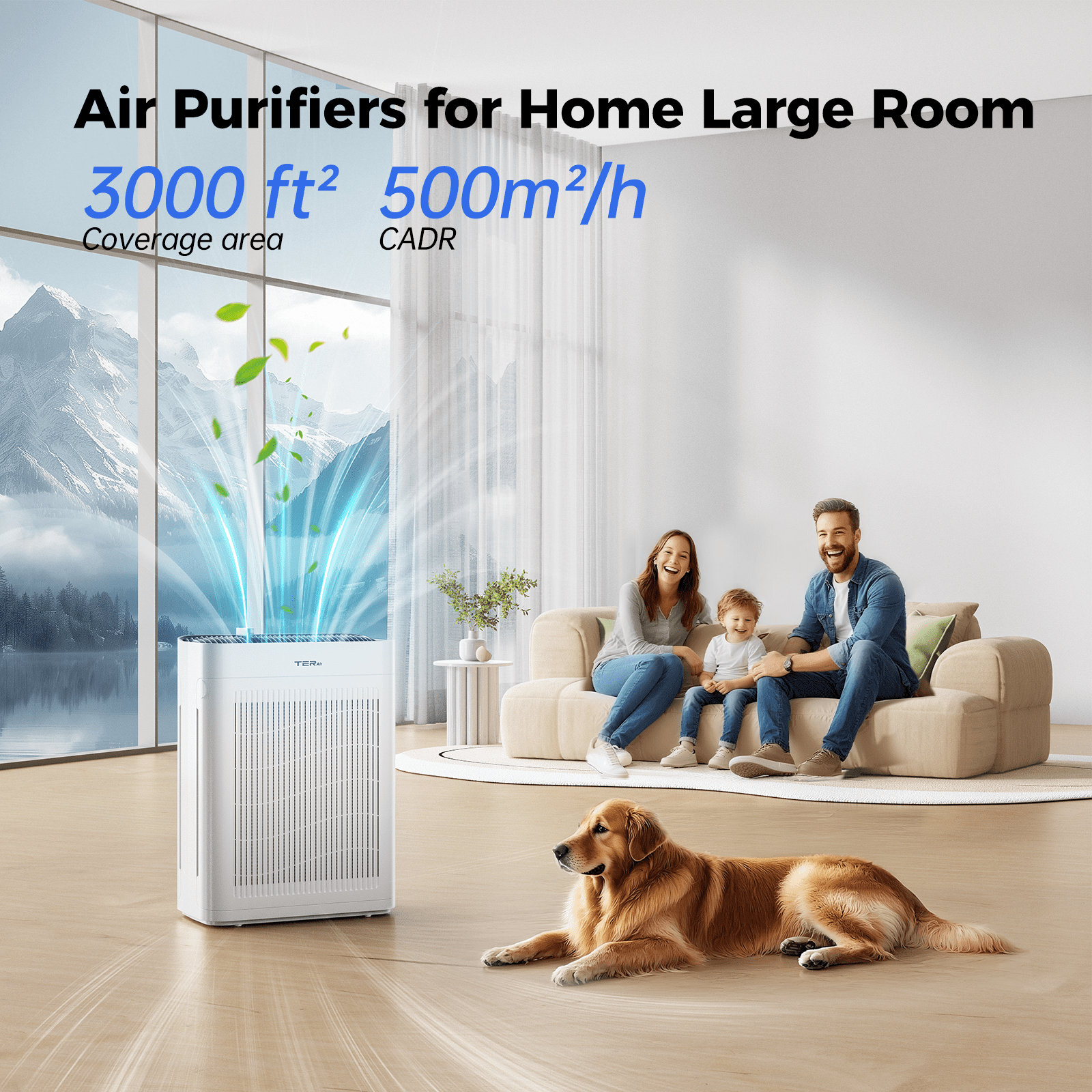 Air Purifier for Home Large Room Bedroom Up to 2500 Sq Ft with Washable Filters, H13 Hepa Double-Sided Air Filter Purifier PM 2.5 Sensor, Air Cleaner for Bedroom, Dust, Pets, Smoke, Pollon 22dB