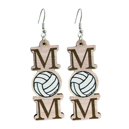 

Krqap Easter Gifts Jewelry Mother S Day Mother S Ball Games Baseball Softball Basketball Earrings Wooden Earrings