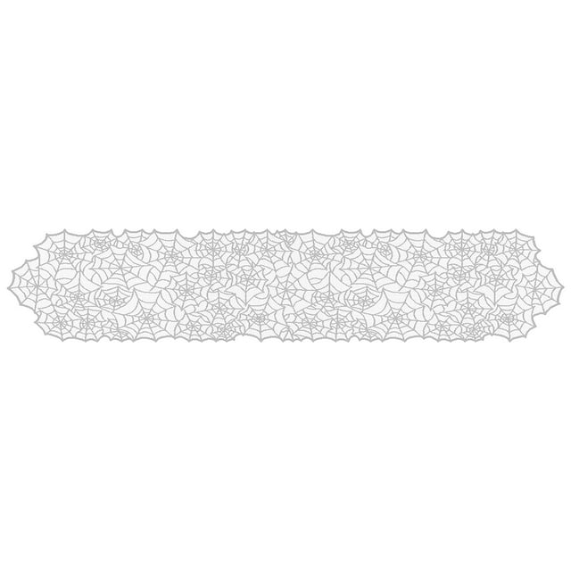 Halloween Decorations Tablecloth Runner Lace Spider Cobweb Table Cover Fireplace Mantel Scarf Spiderweb Fireplace Scarf Spider Lampshade for Halloween Party