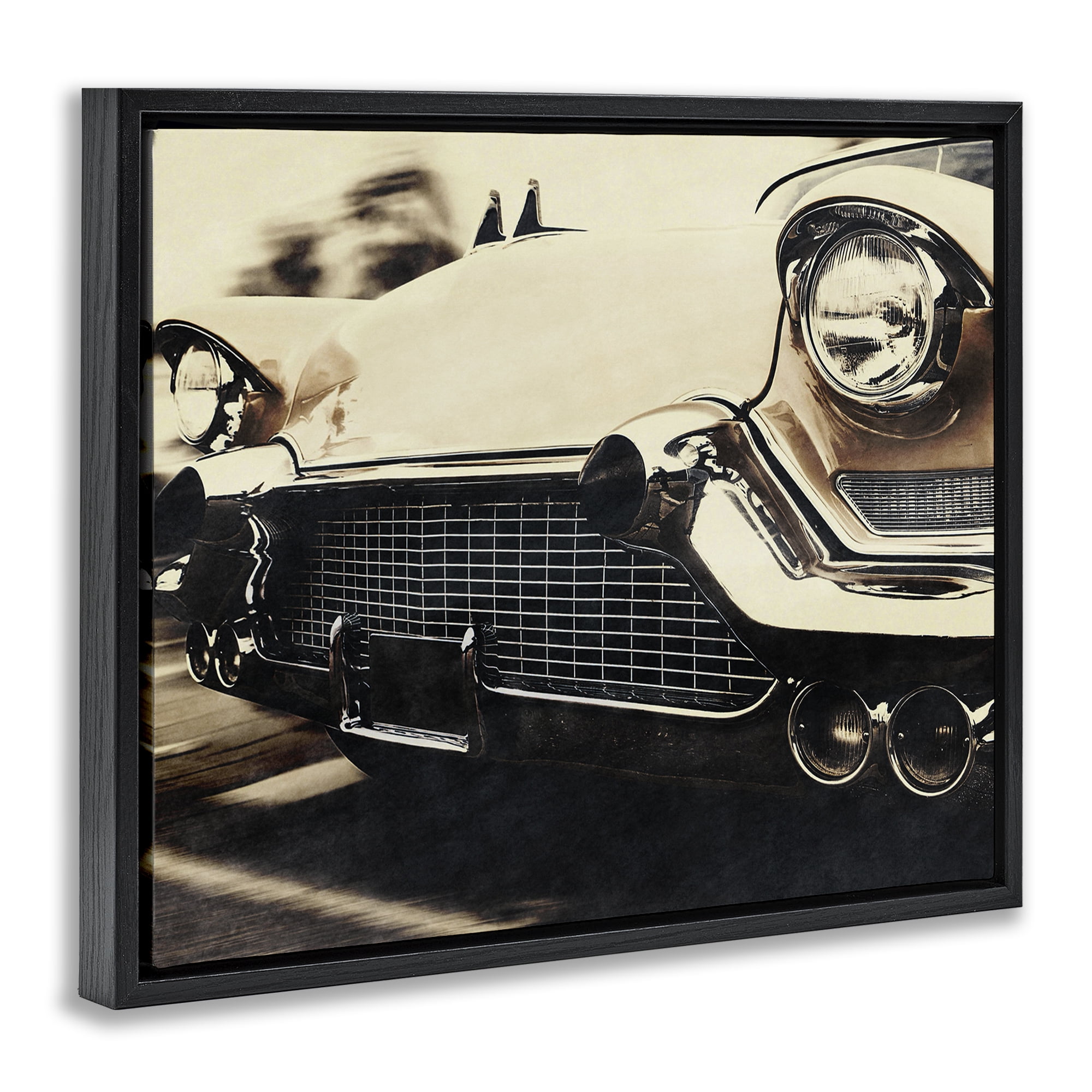 Stupell Industries Vintage Ride Headlights Black Framed Floater Canvas Wall Art, design by Marcus Prime