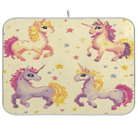 

BZSMCE Dish Drying Mat Design Cut Unicorn Pattern Design Drying Mats