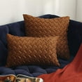 thumbnail image 2 of Nvzi Basket Weave Pattern Decorative Throw Pillow Cover Super Soft Suede Solid Lumbar Accent Cushion Case for Couch Sofa Car (Brown,12"x20"), 2 of 5