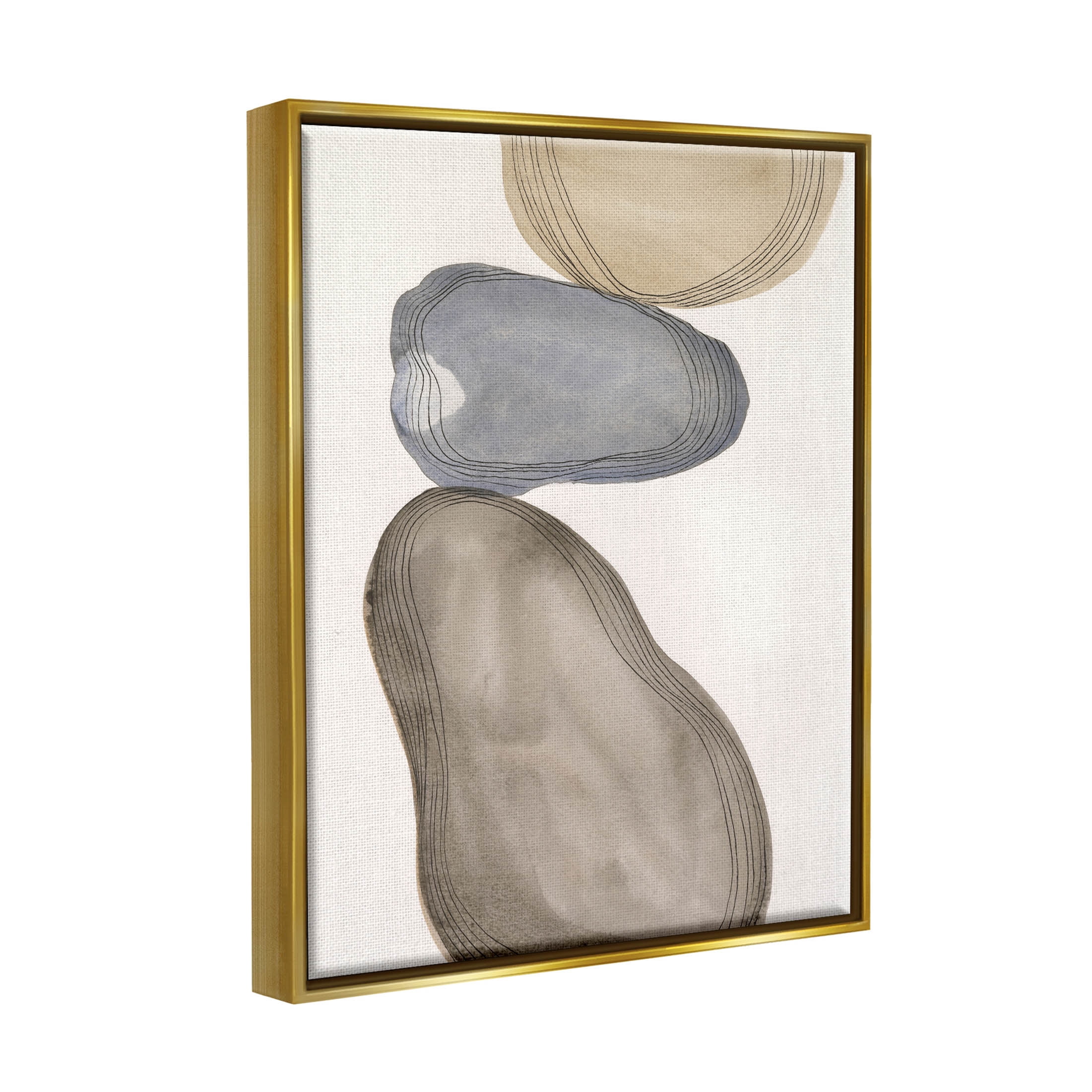 Stupell Industries Modern Geometric Shapes Composition Graphic Art Metallic Gold Floating Framed Canvas Print Wall Art, Design by Laura Marr