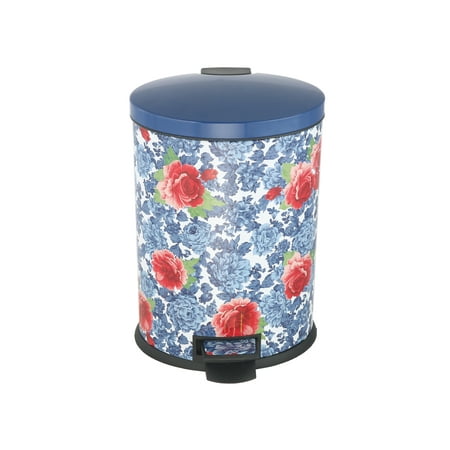 The Pioneer Woman 10.5 gal Stainless Steel Oval Kitchen Garbage Can, Heritage Floral
