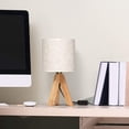thumbnail image 4 of Lámpara de mesita de noche pequeña - Lámpara de mesita de noche con trípode de madera para dormitorio, sala de estar, oficina, hogar con pantalla de lino de tela, 4 of 4
