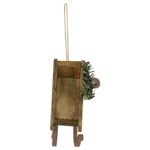 Distressed Vintage Brown Sleigh 4.5 x 2.25 Wood Decorative Hanging Ornament