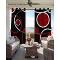 thumbnail image 6 of Black Red Blackout Curtains for Bedroom Living Room Darkening Curtains 84 Inch Length 2 Panels Set White Circle Geometric Abstract Texture Window Curtain Window Treatment Grommet Drapes 52"x84", 6 of 9