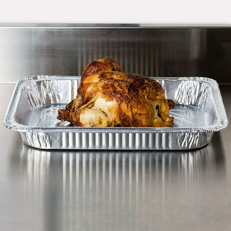 Durable Disposable Aluminum Foil Steam Roaster Baking Pans, Deep, Heavy  Duty Baking Roasting Broiling 21 x 13 x 3.5 inches Thanksgiving Turkey  Dinner