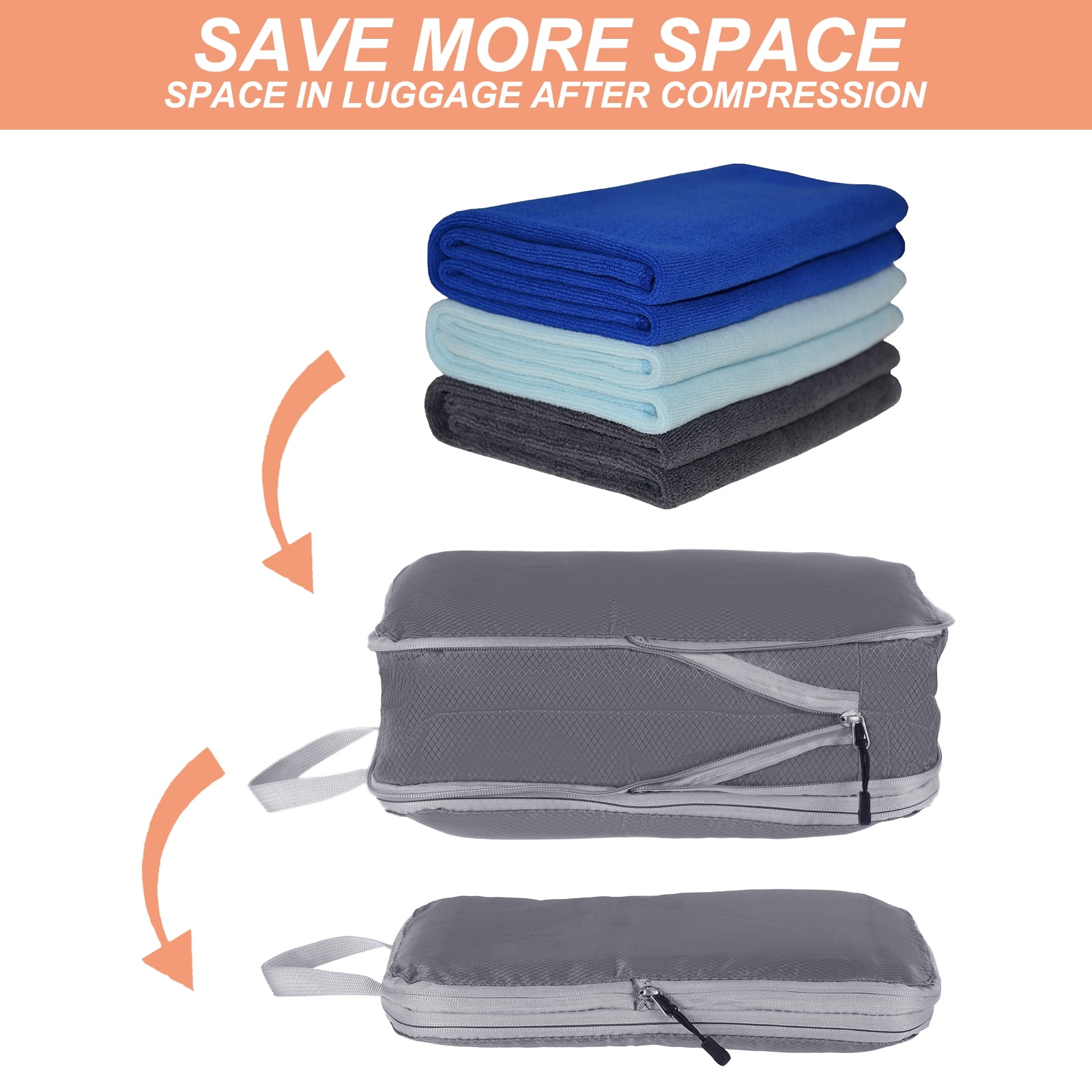 Compression Packing Cube for Travel Waterproof Luggage Organizer for Suitcase Gray 3 Set
