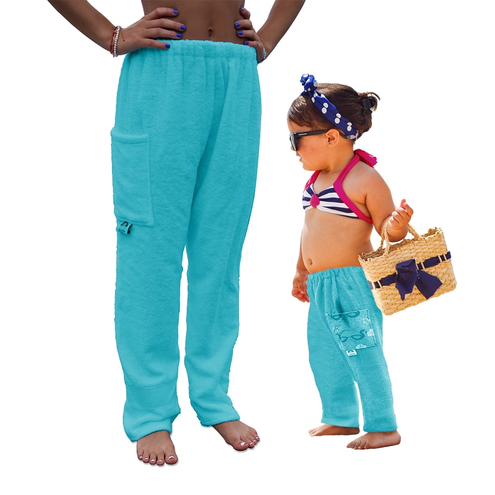 Smiley Face Towel Pants – Cotton Terry Beach Cover-Up For Swimming, Lounging & Outdoor Fun - View #3