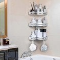 thumbnail image 3 of Set of 3 Aluminum Shower Shelves with Hooks without Drilling Shower Corner Shelf, 3 of 5