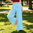 thumbnail image 5 of Palazzo Pants For Women High Waist Plaid Print Wide Leg Pants Casual Stretch Waistband Pants With Pockets Loose Fit For A Preppy Look Womens Pants, 5 of 6