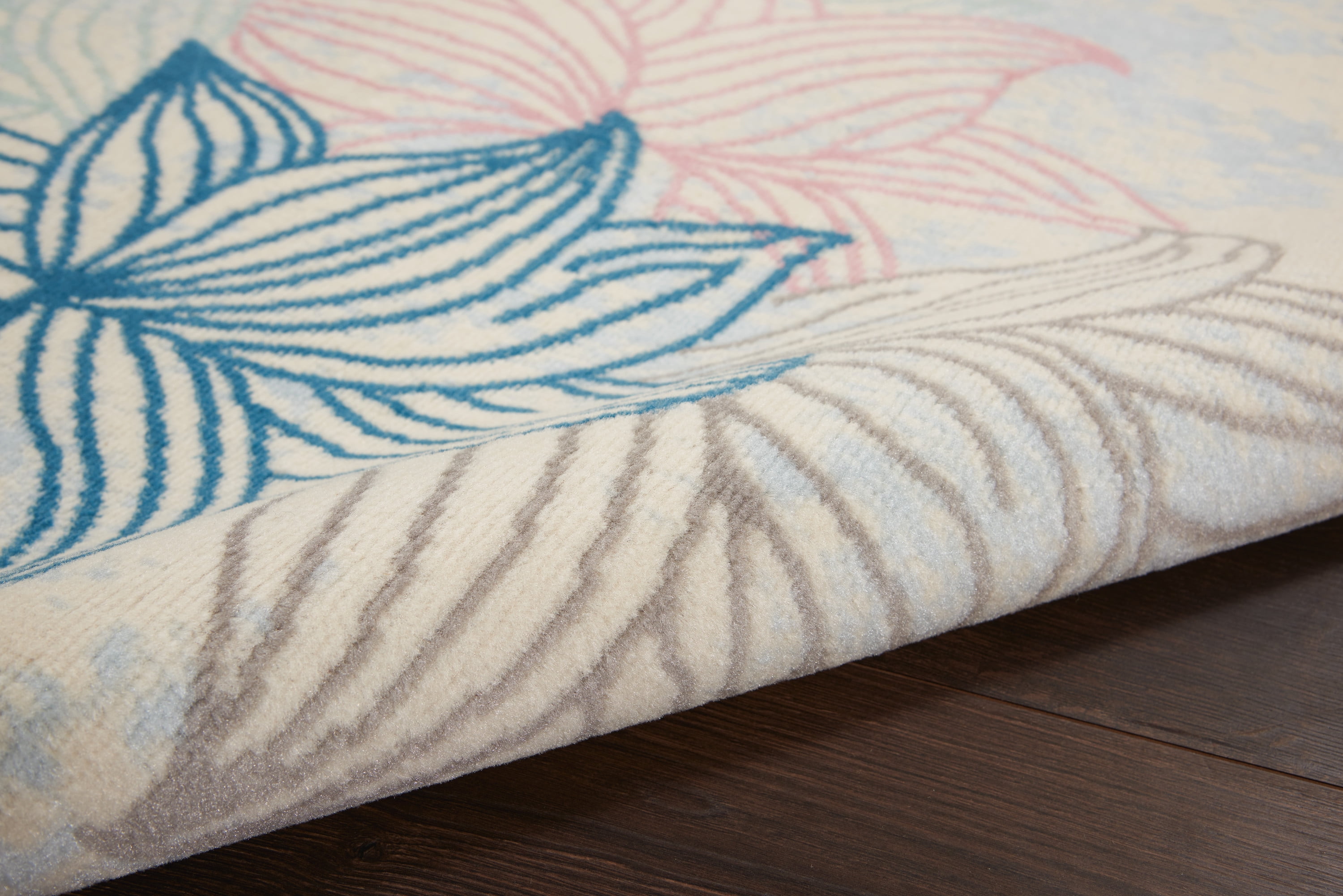 Nourison Bliss Contemporary Floral Ivory/Multicolor 5'3" x 7'3" Area Rug, (5' x 7')