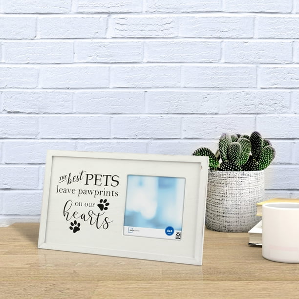 Mainstays 4x4 White Pawprint Pet Photo Frame