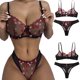 thumbnail image 1 of TRKIYQC Conjunto De Ropa Interior De Mujer De 2 Piezas, Sujetador De Perspectiva De Malla Bordado De Corazón Creativo De Estilo Dulce De Mujer + Calzoncillos Traje De Lencería TRKIYQC moda, 1 of 8