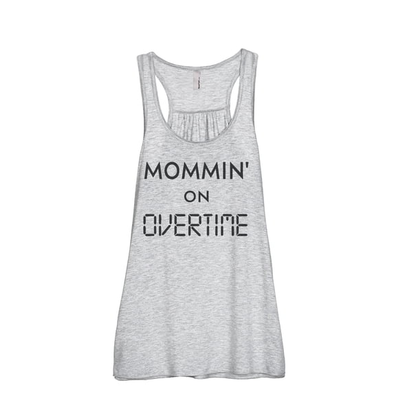 Thread Tank Mommin On Overtime Women's Sleeveless Flowy Racerback Tank Top Sport Grey X-Large