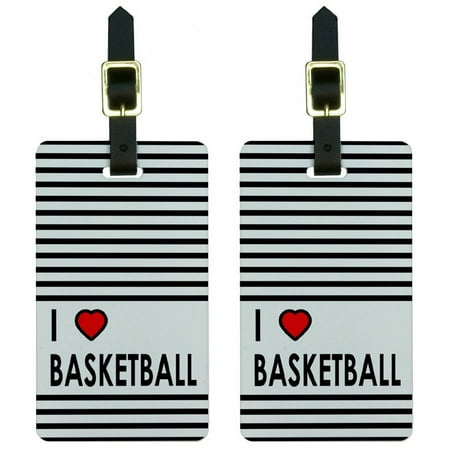 - I Love Heart Basketball Luggage Tags Suitcase Carry-On ID, Set of 2