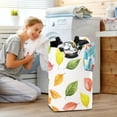 thumbnail image 5 of Yayeee Freestanding Laundry Hamper with Handle Collapsible Large Storage Basket for Clothes, Pink Colorful Leaves, 5 of 7