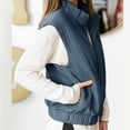 thumbnail image 3 of Busydd Womens Vests Outerwear Fashion Sleeveless Solid Color Ribbed Quilted Vest Casual Stand Collar Zipper Warm Winter Vest for Women with Pockets M, 3 of 5