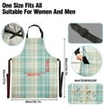 thumbnail image 3 of Blue Green Grid Chef Kitchen Apron with Pockets for Women Waterproof Aprons for Cooking Baking, 3 of 7