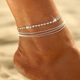 thumbnail image 3 of Hioecau Multi-layer Rhinestone Inlaid Anklet Women Beach Sandals Barefoot Ankle Bracelet, 3 of 6